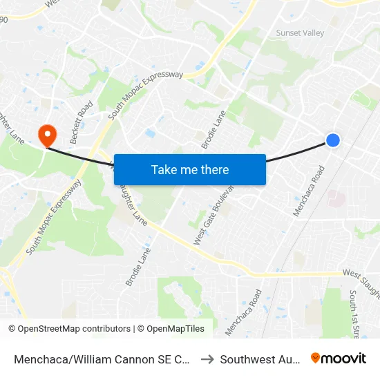 Menchaca/William Cannon SE Corner to Southwest Austin map