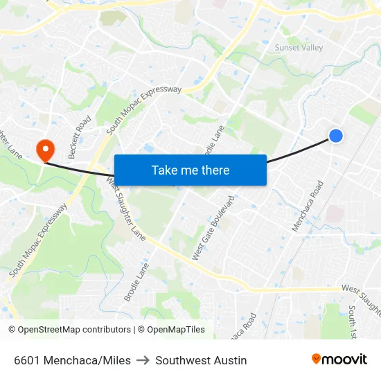 6601 Menchaca/Miles to Southwest Austin map