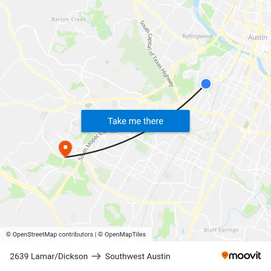 2639 Lamar/Dickson to Southwest Austin map