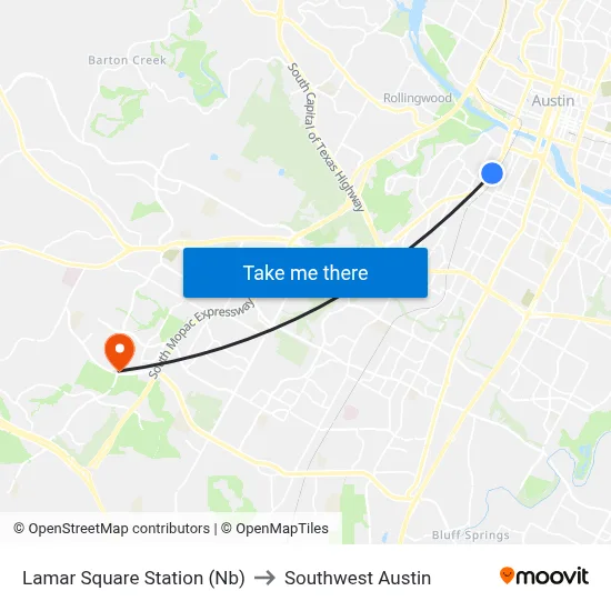Lamar Square Station (Nb) to Southwest Austin map