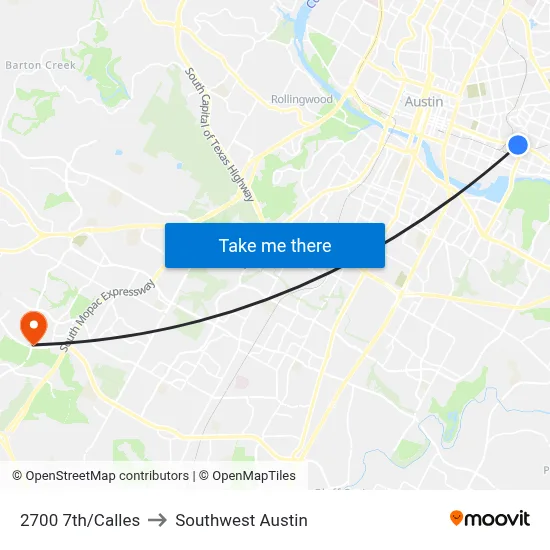 2700 7th/Calles to Southwest Austin map