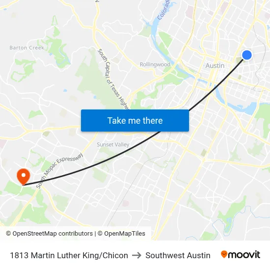 1813 Martin Luther King/Chicon to Southwest Austin map