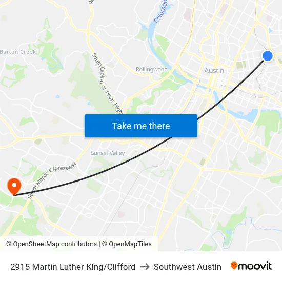 2915 Martin Luther King/Clifford to Southwest Austin map