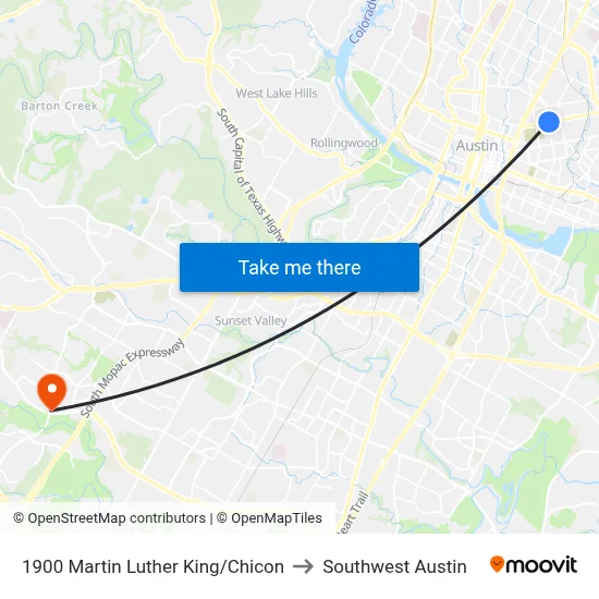 1900 Martin Luther King/Chicon to Southwest Austin map