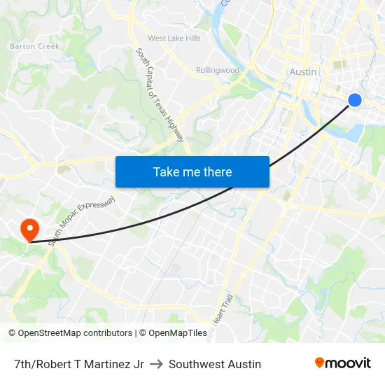 7th/Robert T Martinez Jr to Southwest Austin map