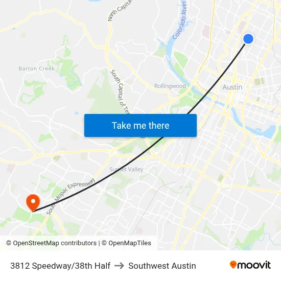 3812 Speedway/38th Half to Southwest Austin map