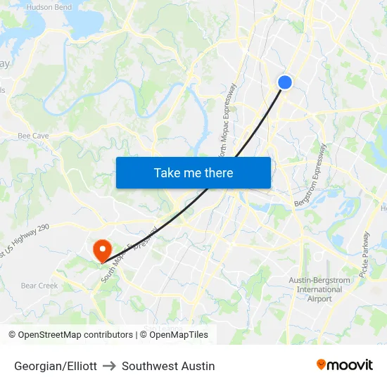 Georgian/Elliott to Southwest Austin map