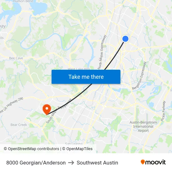 8000 Georgian/Anderson to Southwest Austin map