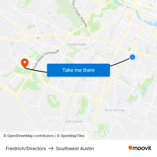 Freidrich/Directors to Southwest Austin map