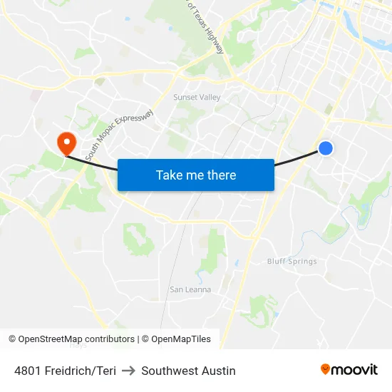4801 Freidrich/Teri to Southwest Austin map