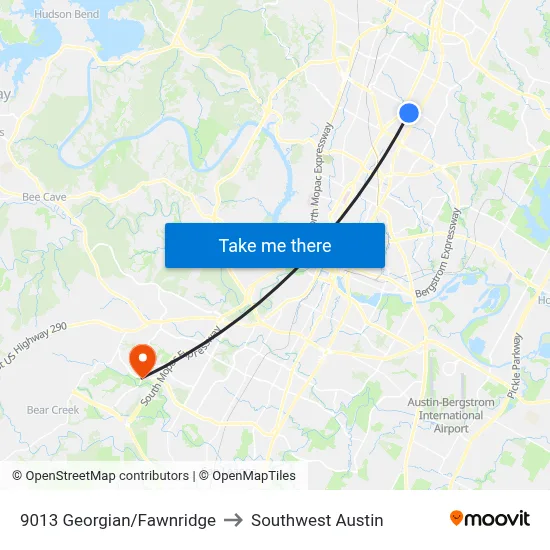 9013 Georgian/Fawnridge to Southwest Austin map