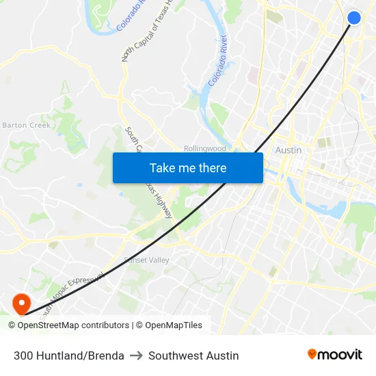300 Huntland/Brenda to Southwest Austin map
