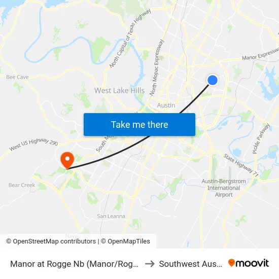 Manor at Rogge Nb (Manor/Rogge) to Southwest Austin map
