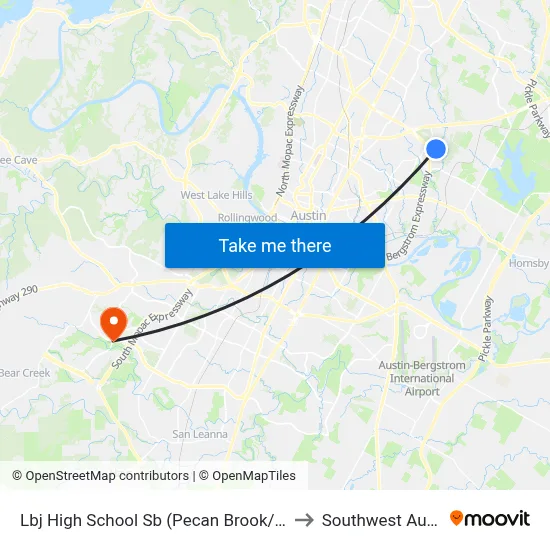Lbj High School Sb (Pecan Brook/Uray) to Southwest Austin map