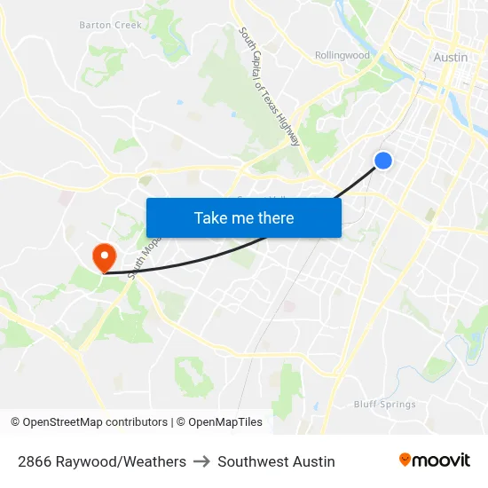 2866 Raywood/Weathers to Southwest Austin map