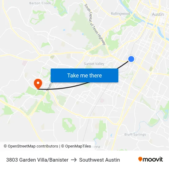 3803 Garden Villa/Banister to Southwest Austin map