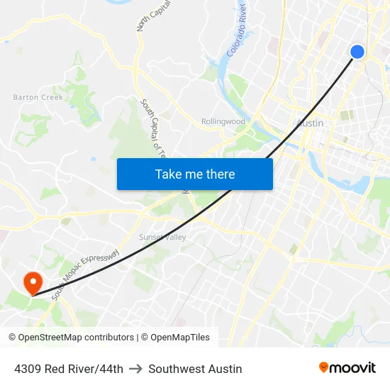 4309 Red River/44th to Southwest Austin map