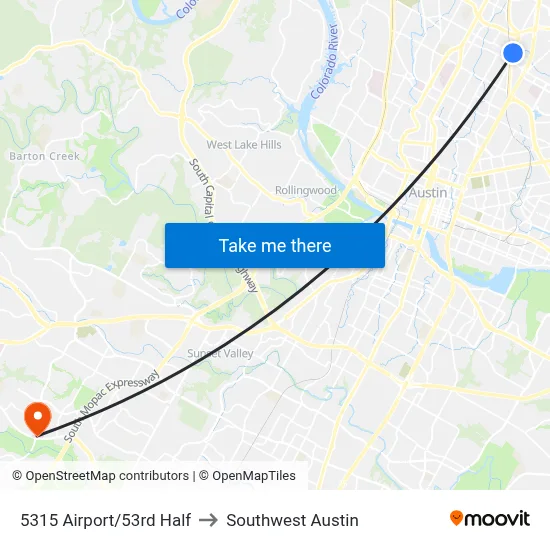 5315 Airport/53rd Half to Southwest Austin map
