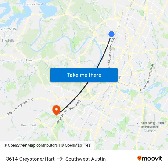3614 Greystone/Hart to Southwest Austin map