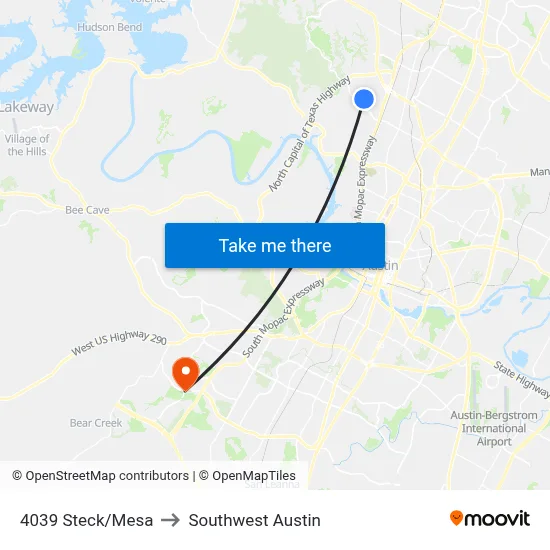 4039 Steck/Mesa to Southwest Austin map