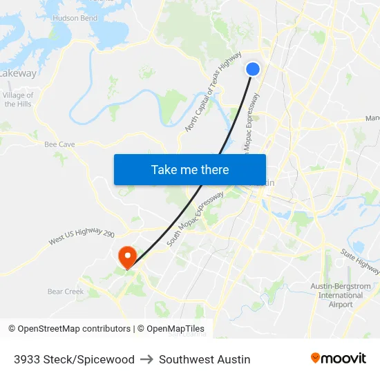 3933 Steck/Spicewood to Southwest Austin map