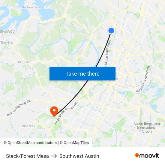 Steck/Forest Mesa to Southwest Austin map