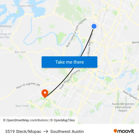 3519 Steck/Mopac to Southwest Austin map