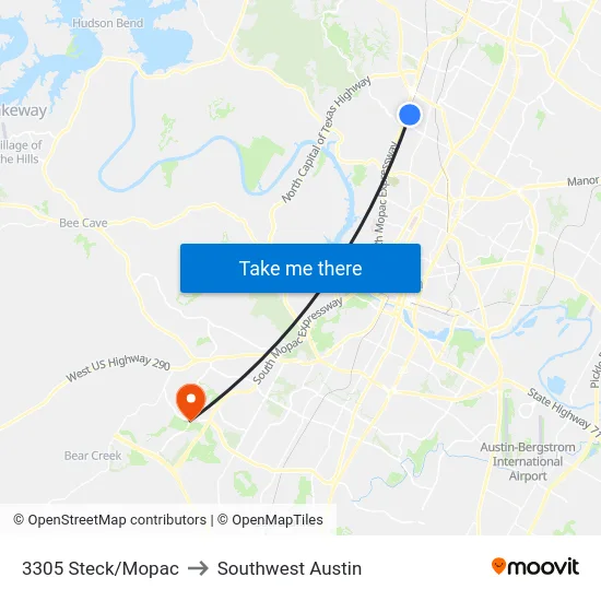 3305 Steck/Mopac to Southwest Austin map
