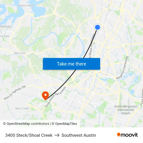 3400 Steck/Shoal Creek to Southwest Austin map