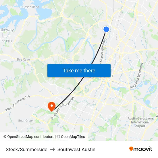 Steck/Summerside to Southwest Austin map
