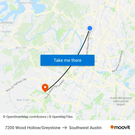 7200 Wood Hollow/Greystone to Southwest Austin map