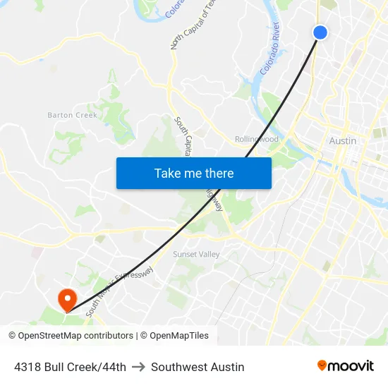 4318 Bull Creek/44th to Southwest Austin map