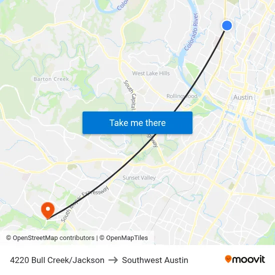 4220 Bull Creek/Jackson to Southwest Austin map