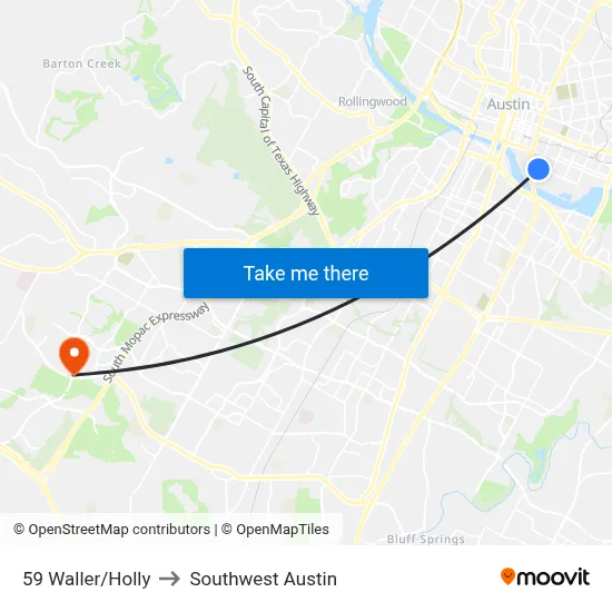 59 Waller/Holly to Southwest Austin map