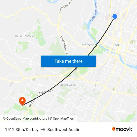 1512 35th/Kerbey to Southwest Austin map