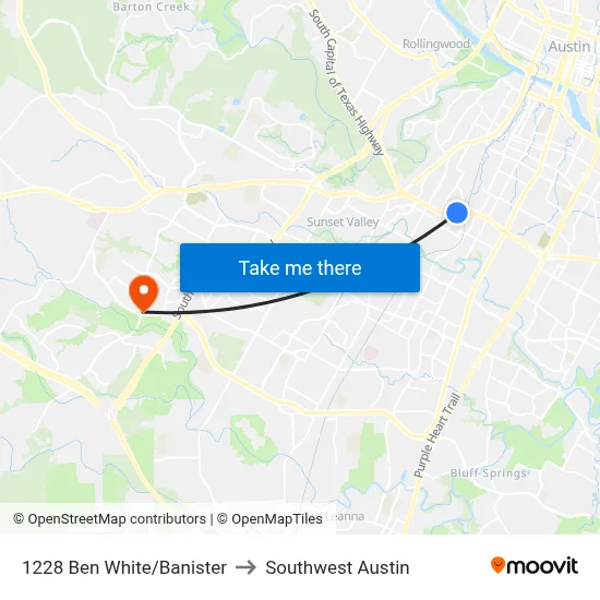 1228 Ben White/Banister to Southwest Austin map