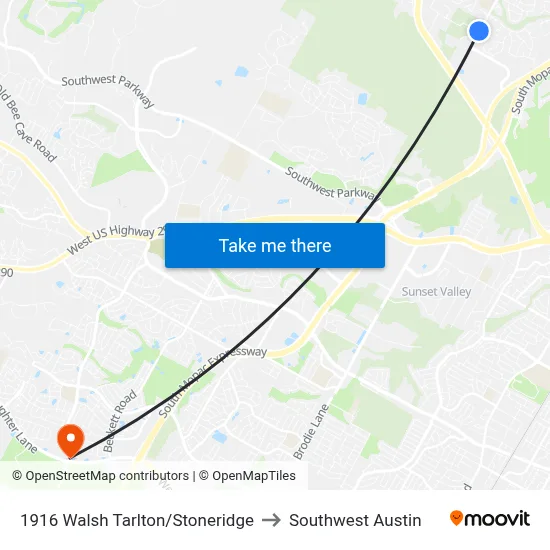 1916 Walsh Tarlton/Stoneridge to Southwest Austin map