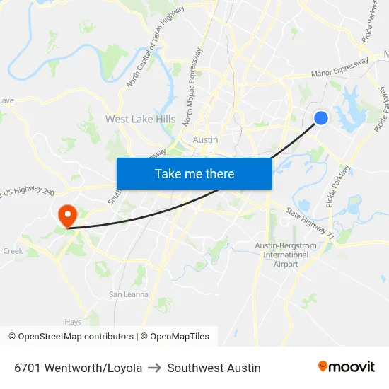 6701 Wentworth/Loyola to Southwest Austin map