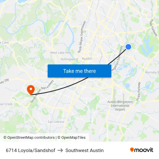 6714 Loyola/Sandshof to Southwest Austin map