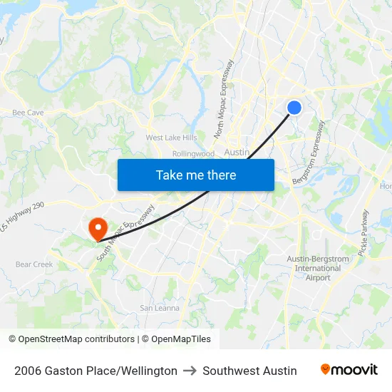 2006 Gaston Place/Wellington to Southwest Austin map