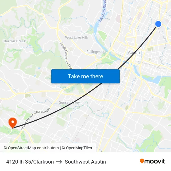 4120 Ih 35/Clarkson to Southwest Austin map