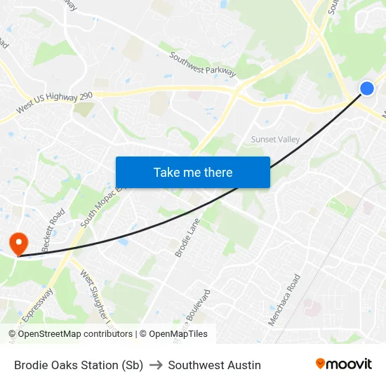 Brodie Oaks Station (Sb) to Southwest Austin map