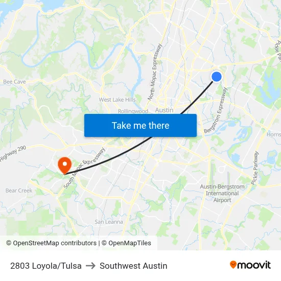 2803 Loyola/Tulsa to Southwest Austin map
