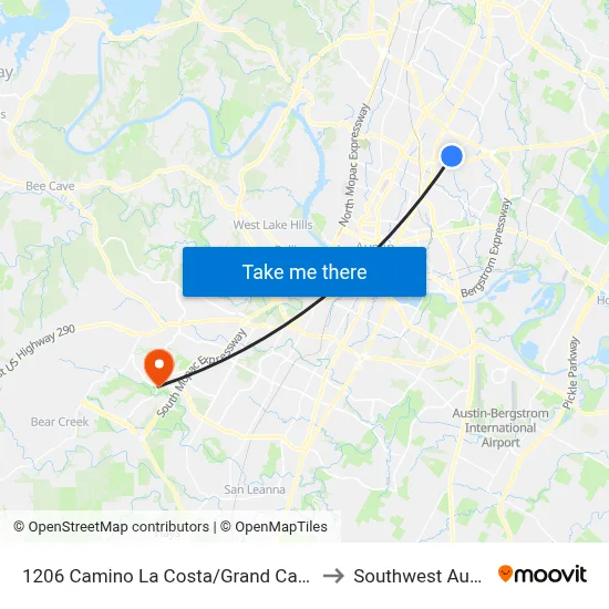 1206 Camino La Costa/Grand Canyon to Southwest Austin map