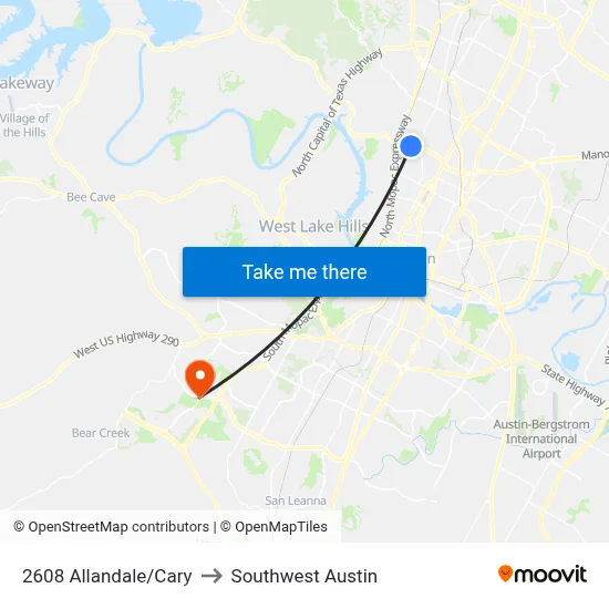 2608 Allandale/Cary to Southwest Austin map