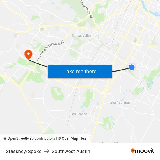 Stassney/Spoke to Southwest Austin map