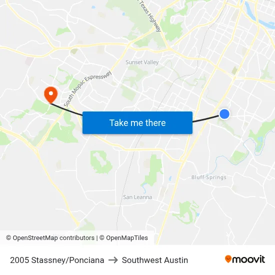 2005 Stassney/Ponciana to Southwest Austin map