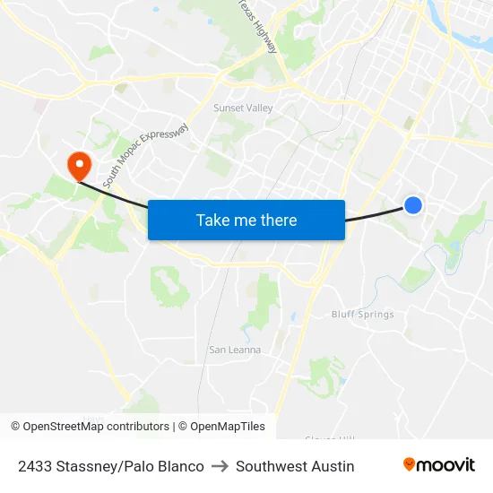 2433 Stassney/Palo Blanco to Southwest Austin map