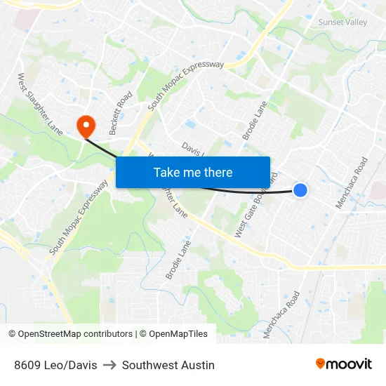 8609 Leo/Davis to Southwest Austin map