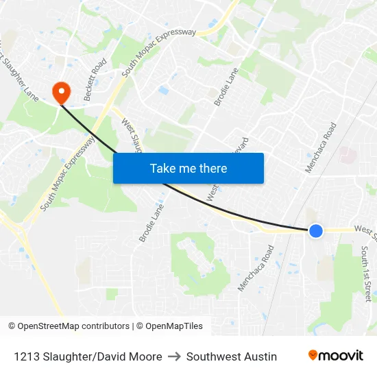 1213 Slaughter/David Moore to Southwest Austin map